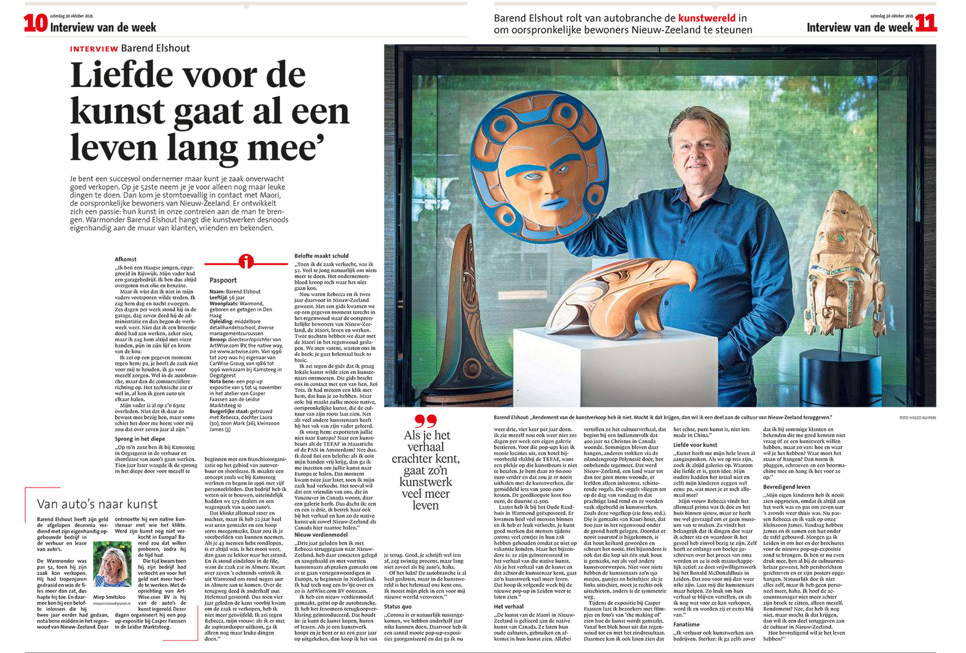 Interview met Barend Elshout in Leidsch Dagblad 